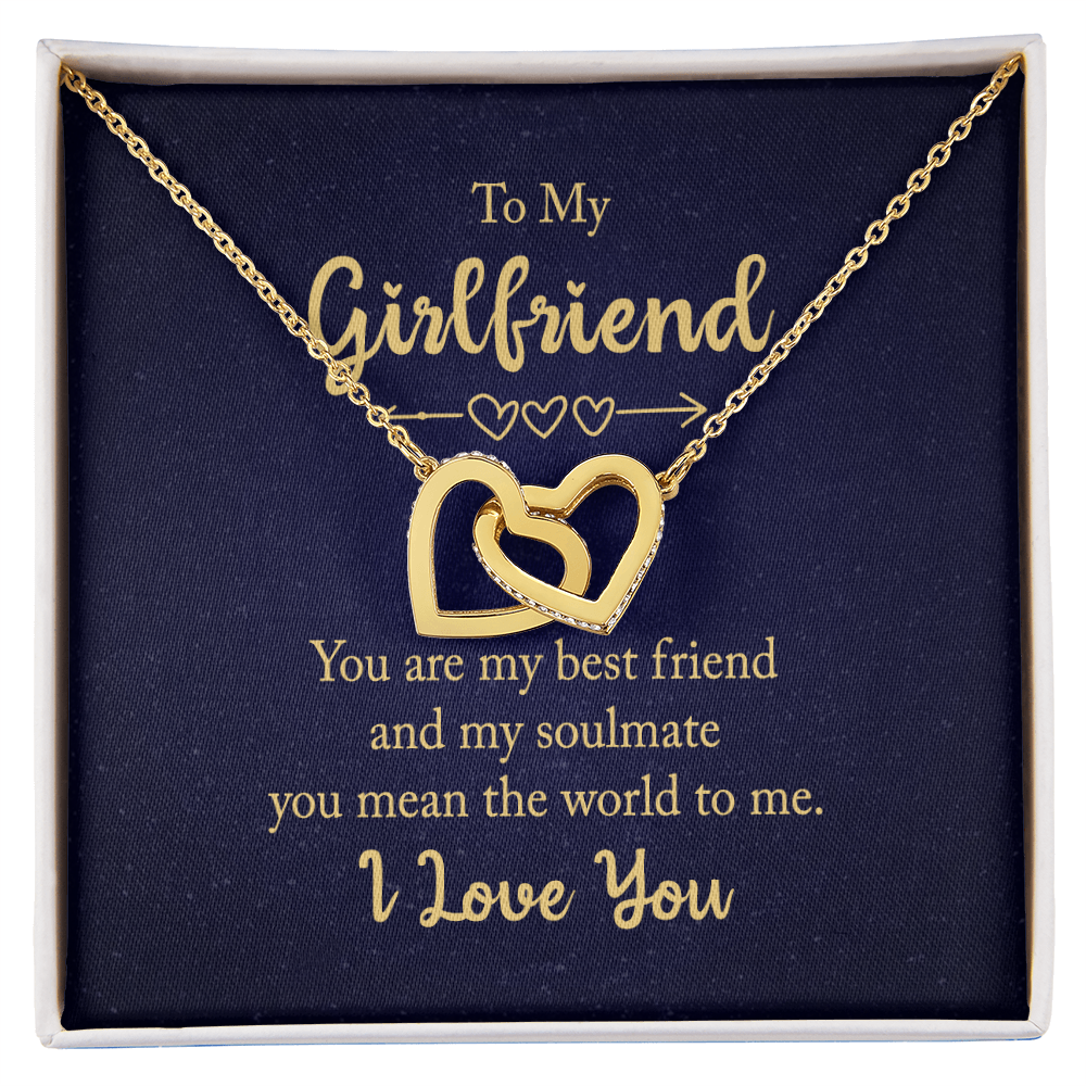 Interlocking Hearts Necklace - For Girlfriend You Are My Best Friend