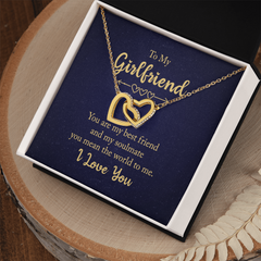 Interlocking Hearts Necklace - For Girlfriend You Are My Best Friend