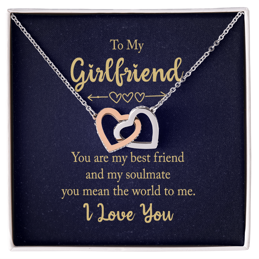 Interlocking Hearts Necklace - For Girlfriend You Are My Best Friend