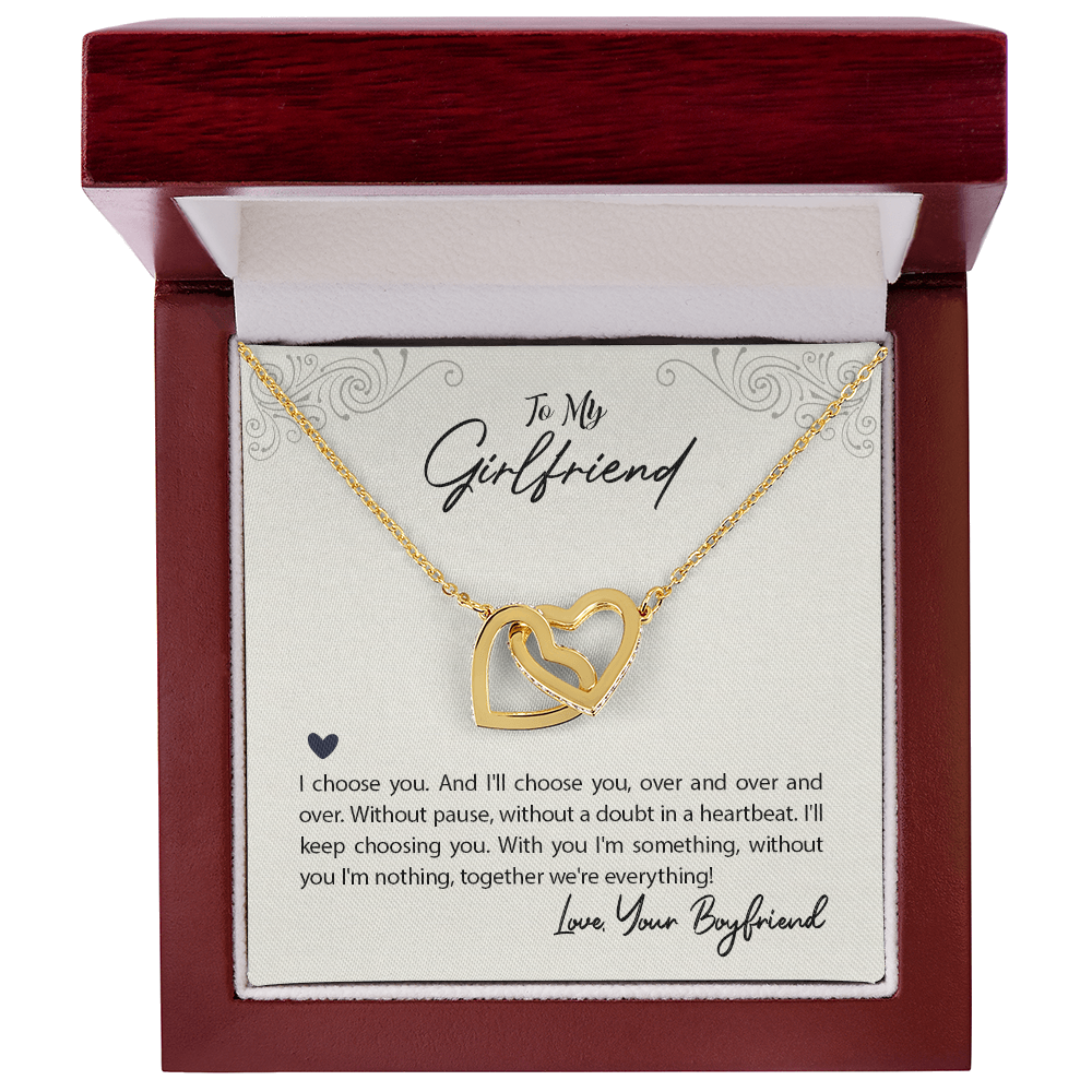 Interlocking Hearts Necklace - For Girlfriend I Choose You