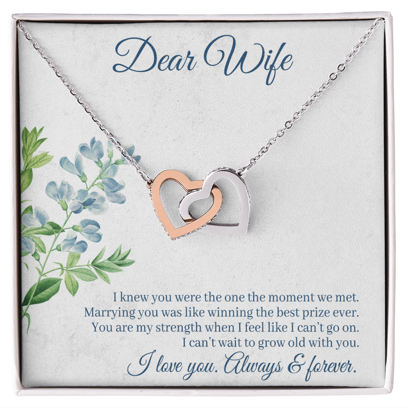 Interlocking Hearts Necklace - For Wife I Knew You Were The One