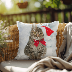 Indoor/Outdoor Pillows Revisable 2 for 1 Christmas Tabby and Floral Tabbys Everyday!